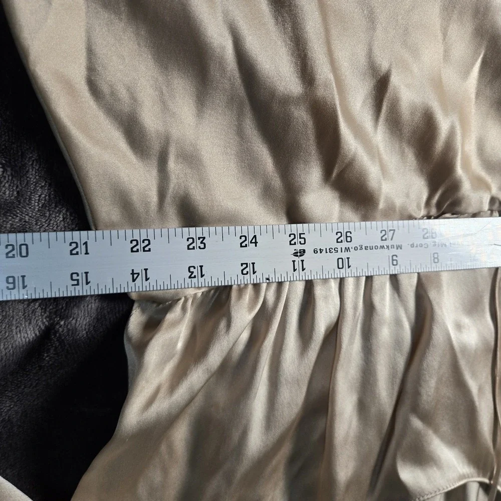 Amanda Uprichard Duval Dress Size Large  Light Bone 100% Silk Small Pull See Pic